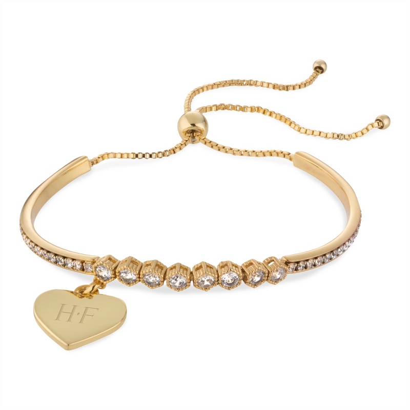 Image of Gold Bezel Crystal Lariat Bracelet