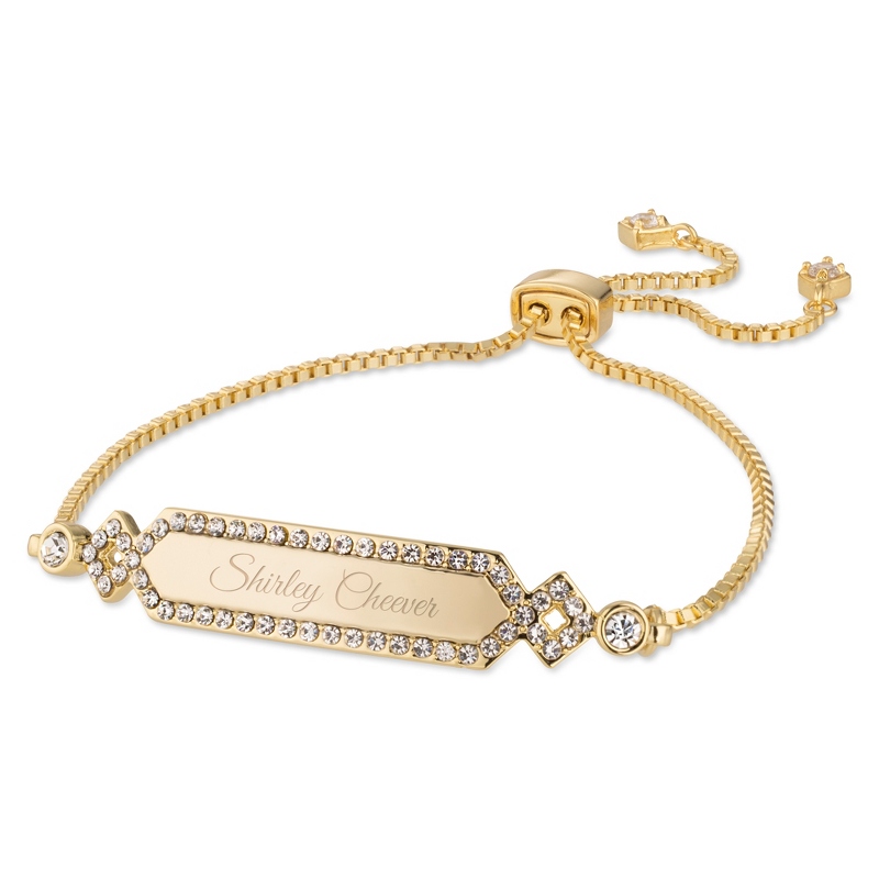 Image of Gold Pave Art Deco ID Lariat Bracelet