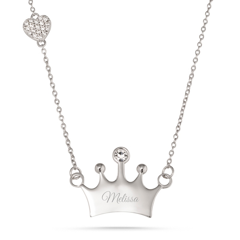 Image of Girls Sterling Silver Crown Necklace