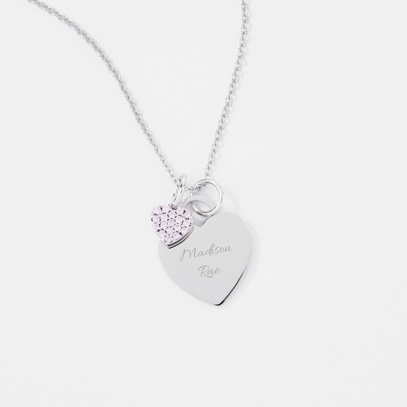 Image of Girls Sterling Silver Heart Charm Necklace