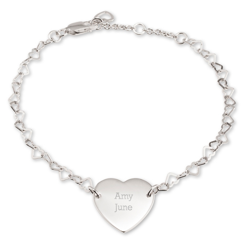 Image of Girls Sterling Silver Heart Link Bracelet