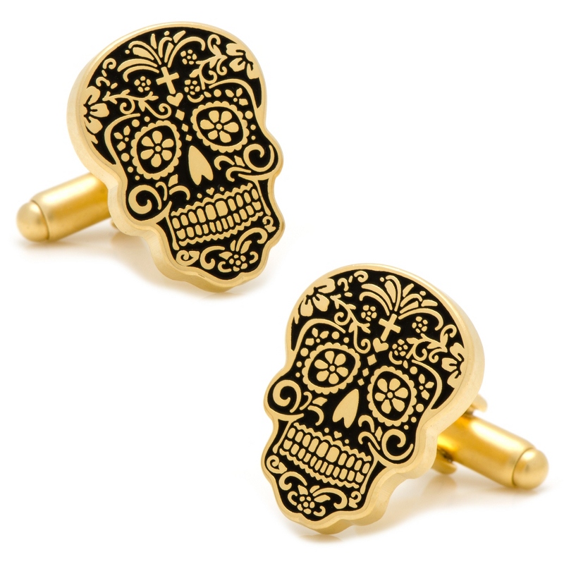 Image of Day of the Dead Gold Tone Cuff Links