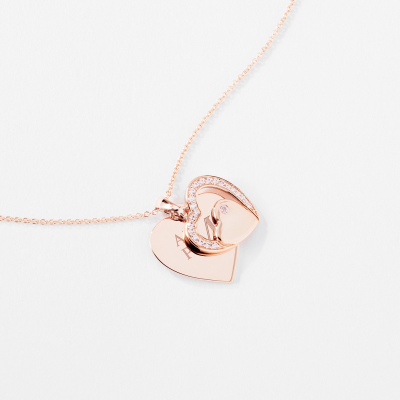 Image of Rose Gold Sterling Silver Double-Heart Necklace