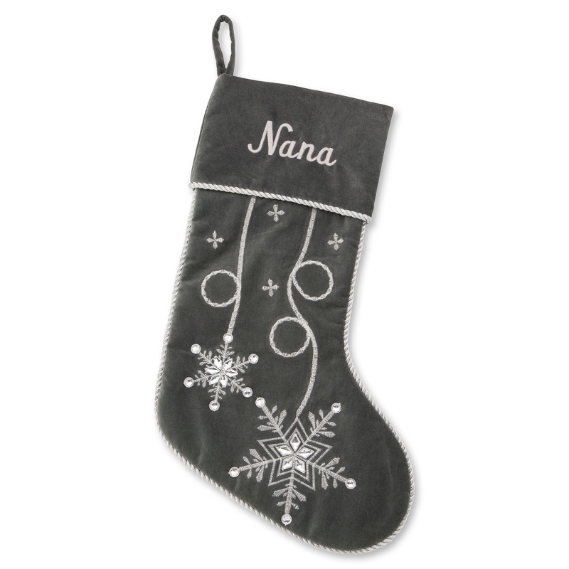 Image of Grey Sequin Snowflake Stocking