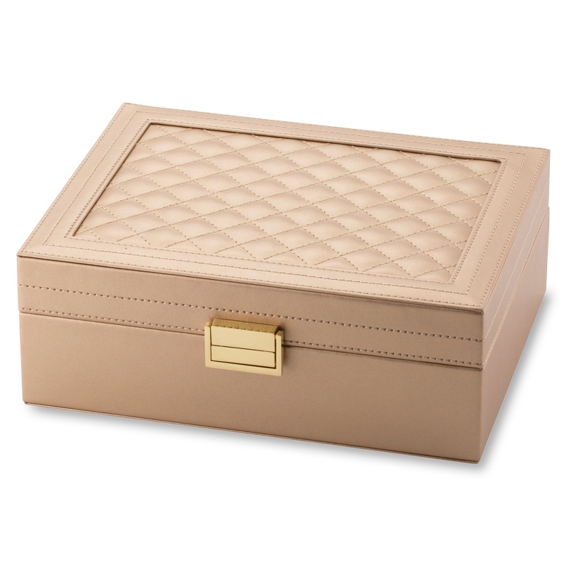 Image of Medium Rose Gold Quilted Jewelry Box
