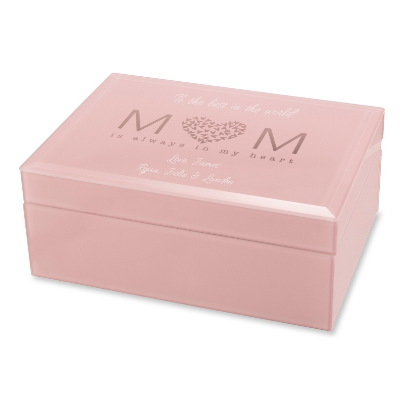 Image of Pink Glass Mom Keepsake Box