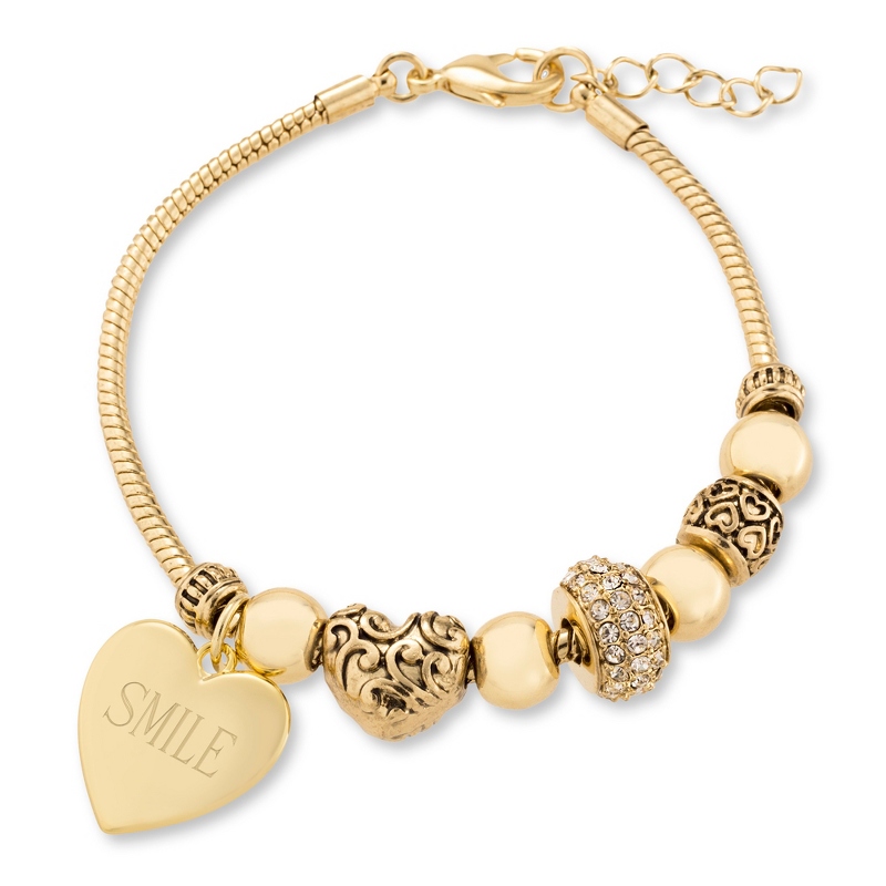Image of Heart Stacked Accented Charms Bracelet