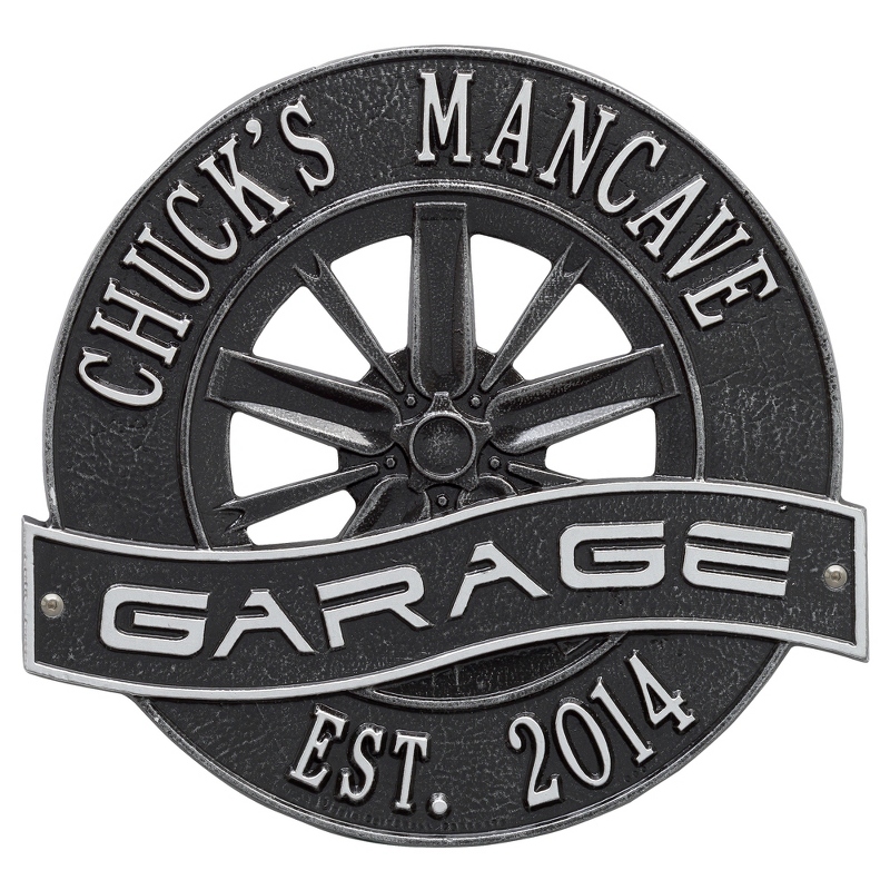 Image of Black and Silver Wheel Garage Plaque