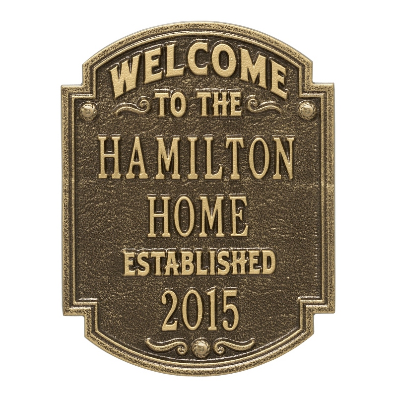 Image of Antique Brass Heritage Welcome Plaque