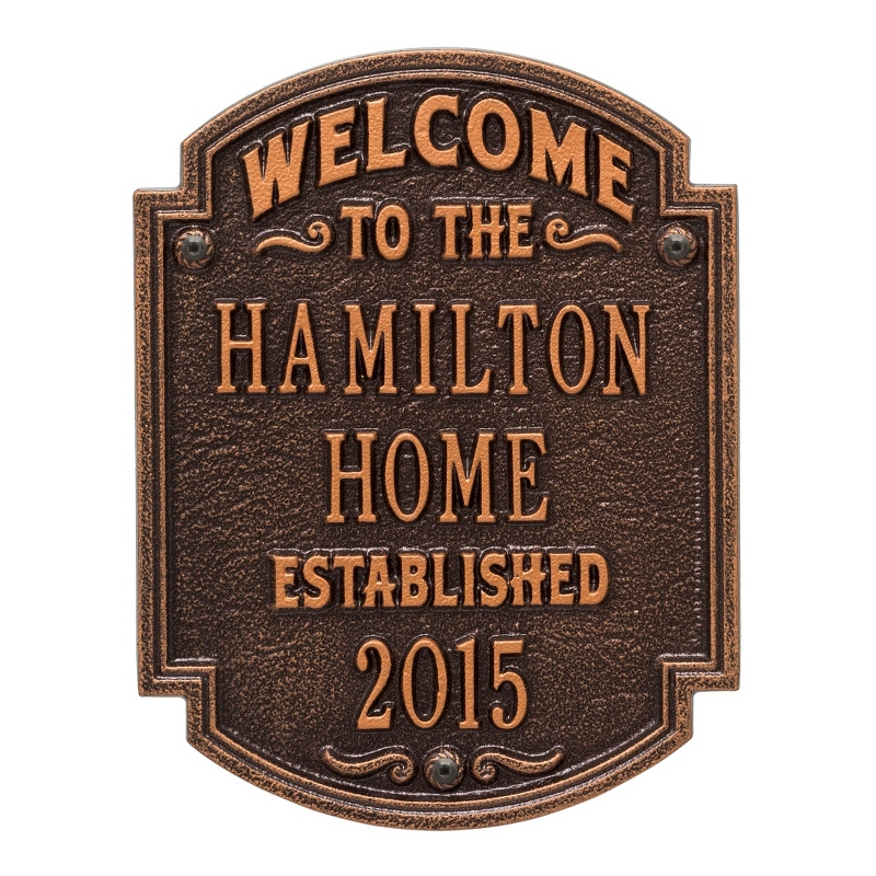 Image of Antique Copper Heritage Welcome Plaque
