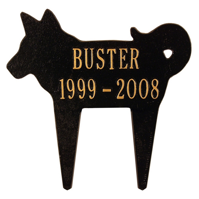 Image of Black and Gold Dog Silhouette Memorial Marker Plaque