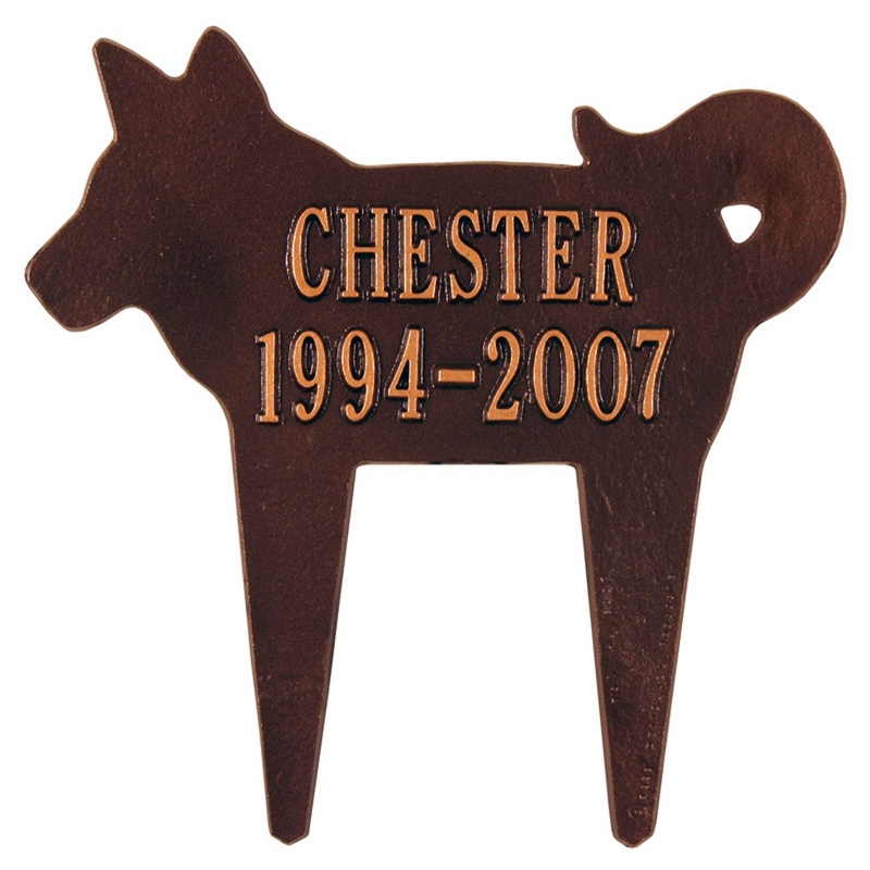 Image of Antique Copper Dog Silhouette Memorial Marker Plaque