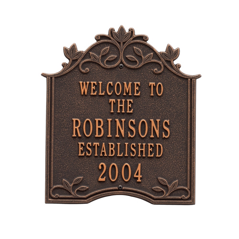 Image of Oil Rubbed Bronze Leaf Border Welcome Plaque