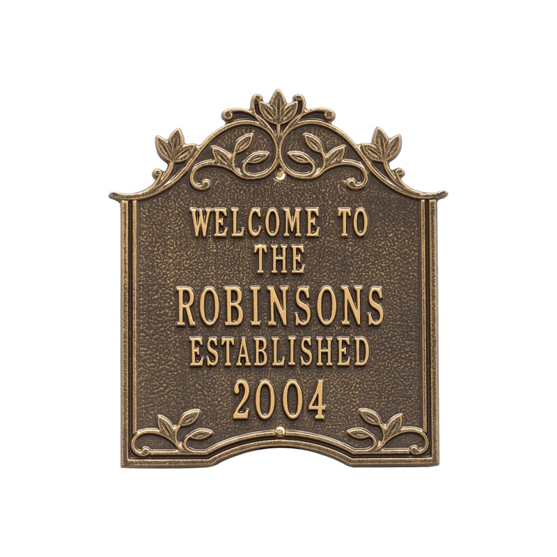 Image of Bronze and Gold Leaf Border Welcome Plaque