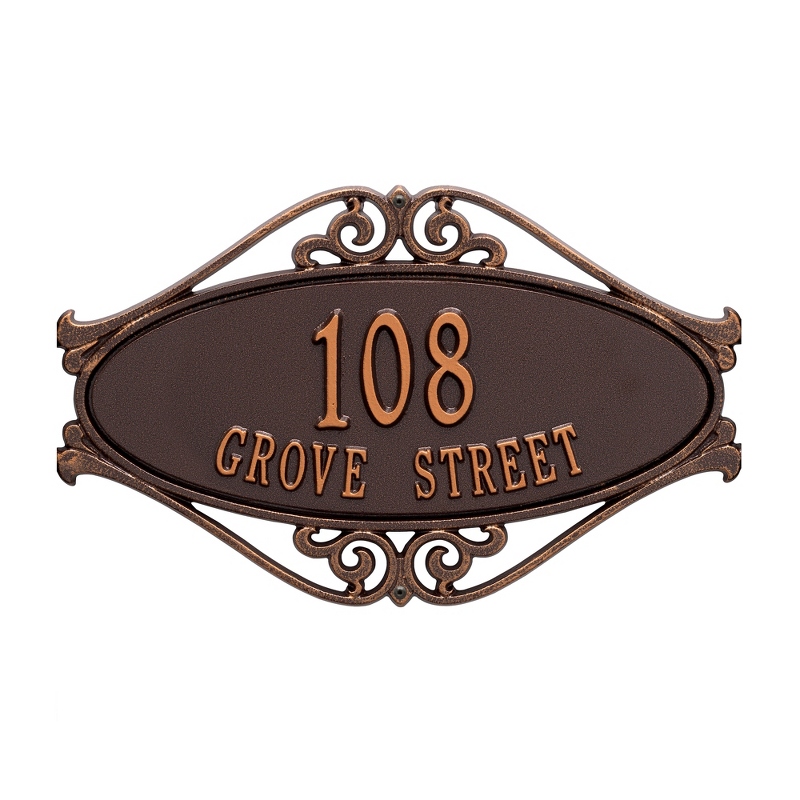 Image of Antique Copper Hackley Address Welcome Plaque