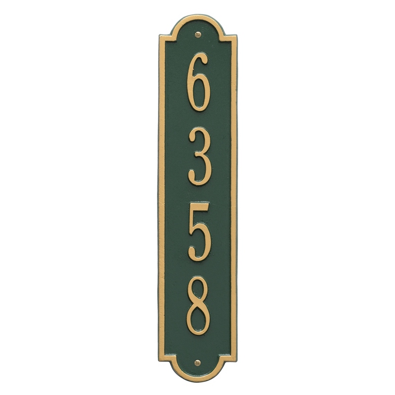 Image of Green and Gold Richmond Vertical Address Plaque