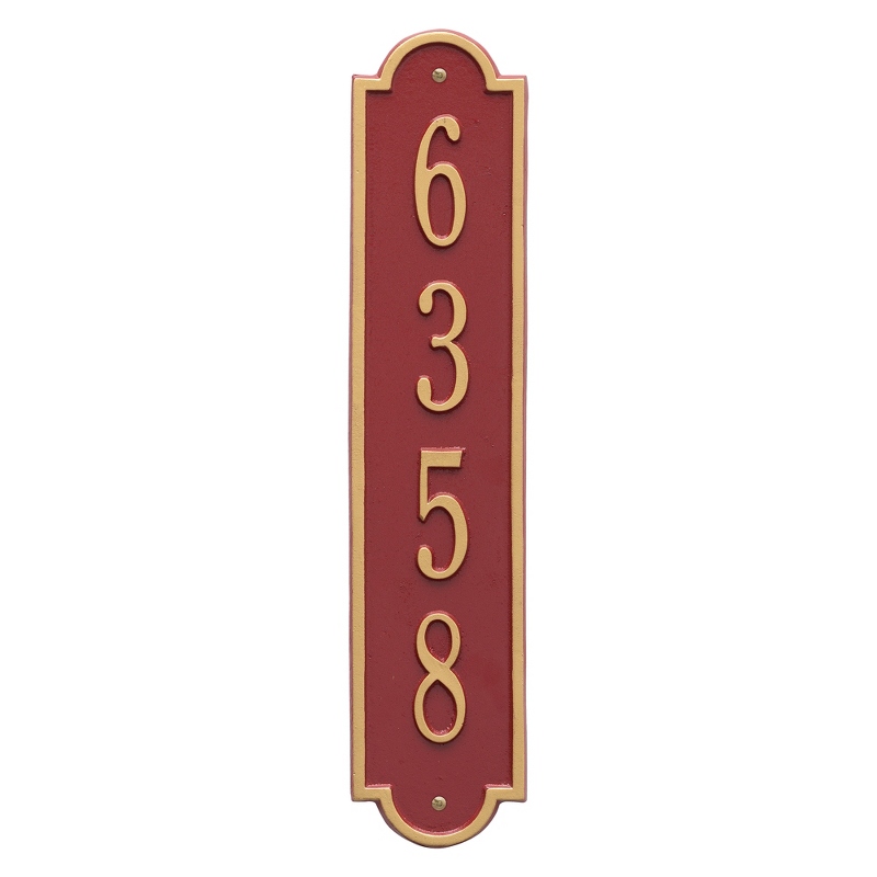 Image of Red and Gold Richmond Vertical Address Plaque