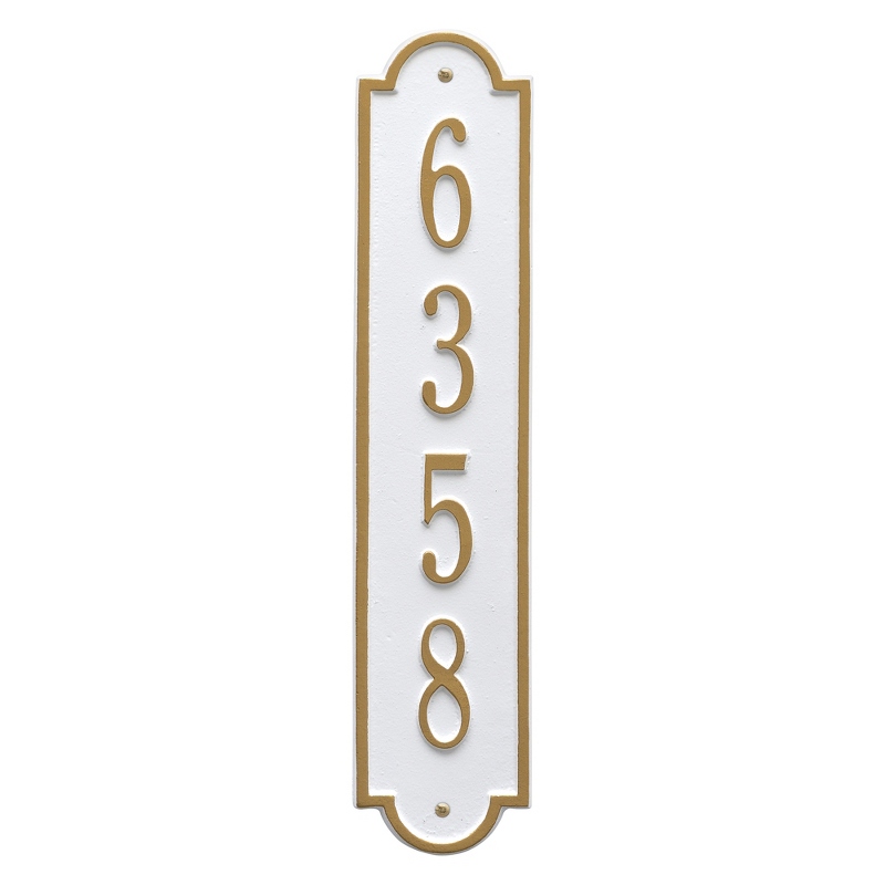 Image of White and Gold Richmond Vertical Address Plaque