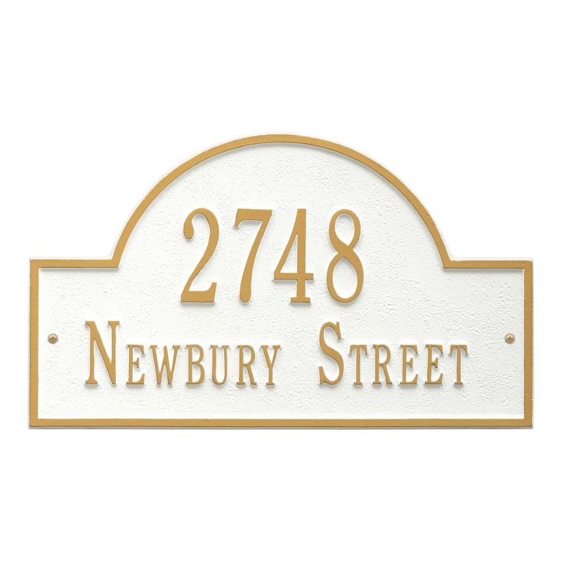 Image of White and Gold Arch Welcome Plaque