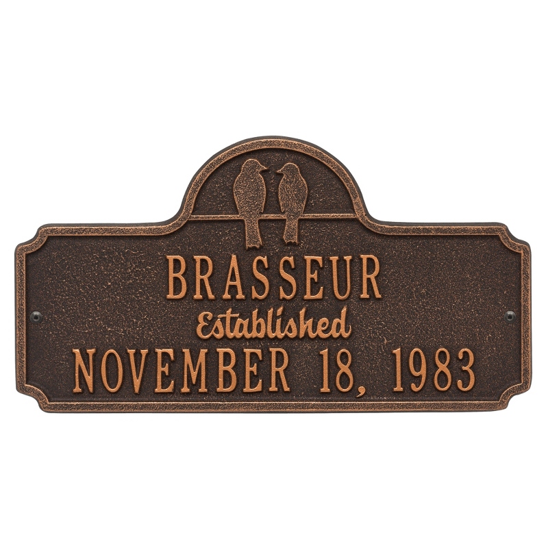 Image of Oil Rubbed Bronze Love Birds Welcome Plaque