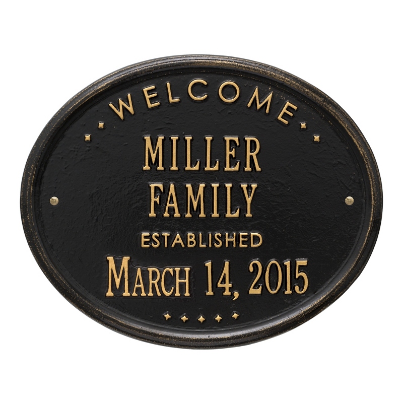 Image of Black and Gold Established Welcome Oval Plaque