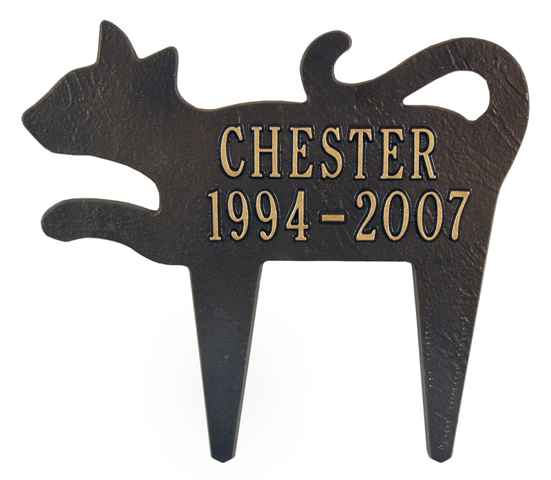 Image of Bronze and Gold Cat Silhouette Memorial Marker Plaque