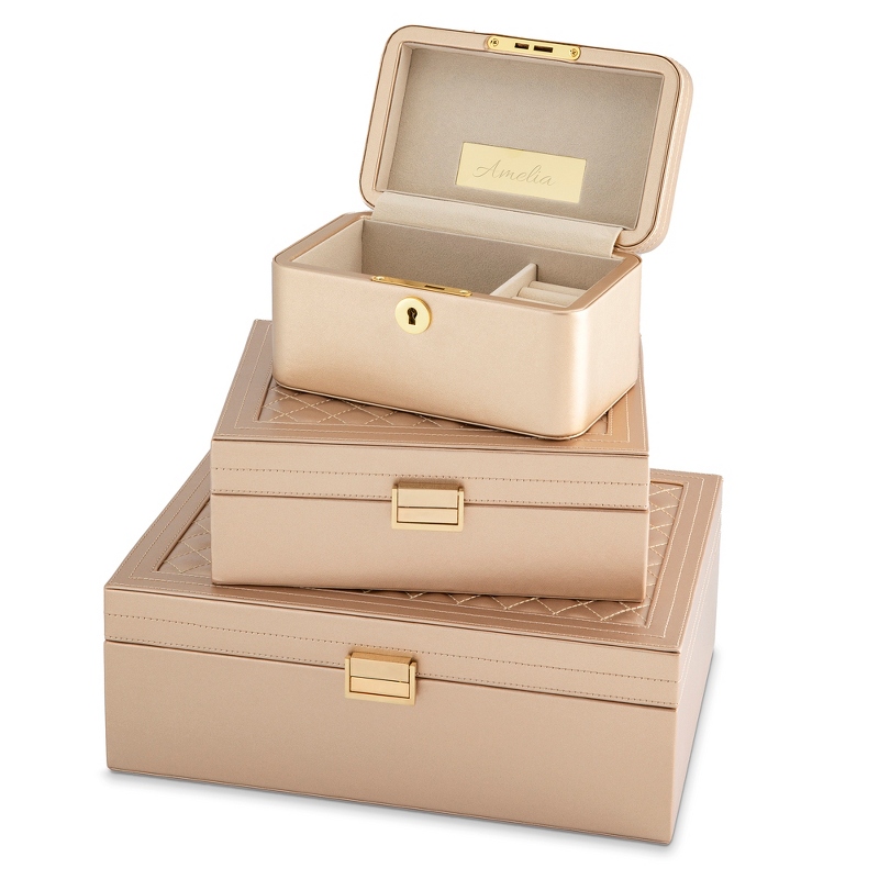 Image of Rose Gold Quilted Jewelry Box