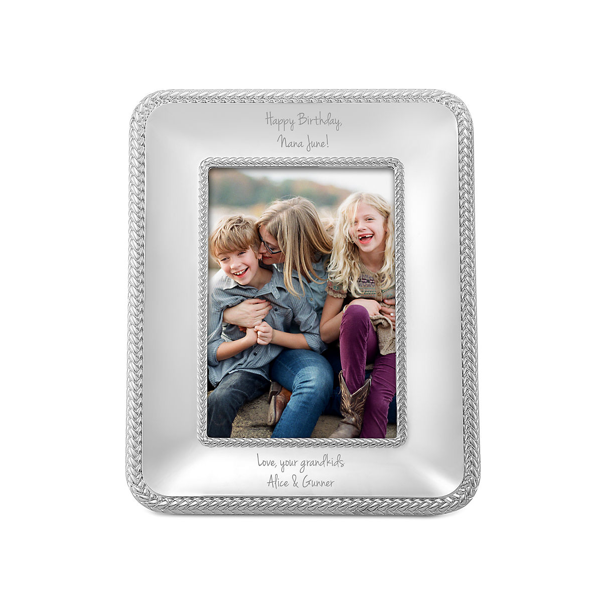 Nambe Braid Collection Picture Frame Silver Holds One 4" x 6" Photo 