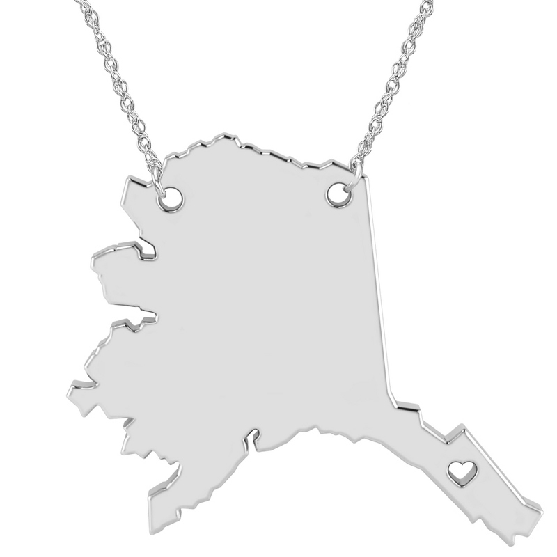 Image of ALISON AND IVY Sterling Silver Alaska State Cutout Necklace