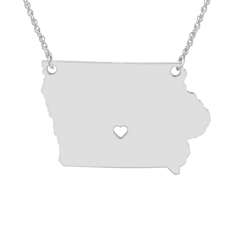 Image of ALISON AND IVY Sterling Silver Iowa State Cutout Necklace