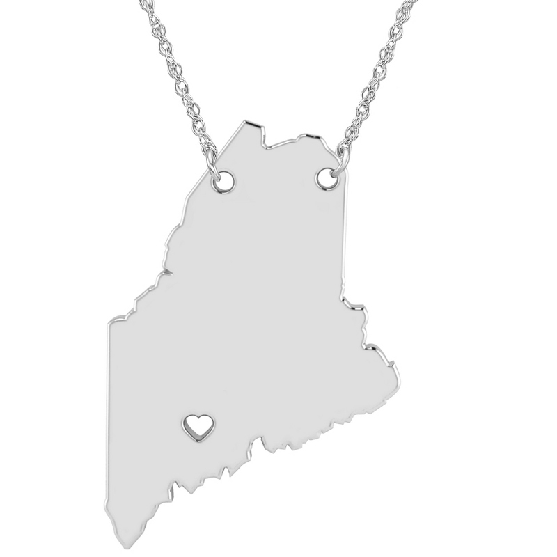 Image of ALISON AND IVY Sterling Silver Maine State Cutout Necklace