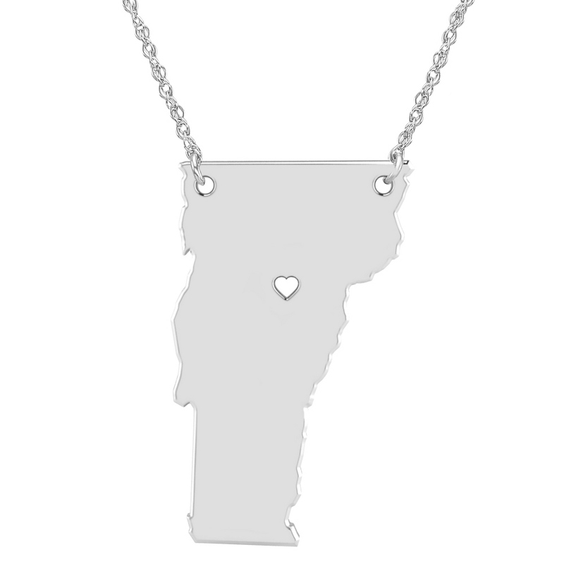 Image of Alison and Ivy Sterling Silver Vermont State Cutout Necklace