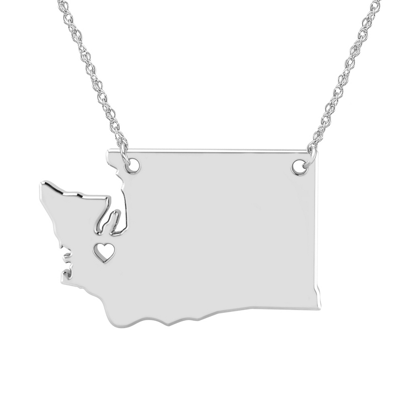 Image of Alison and Ivy Sterling Silver Washington State Cutout