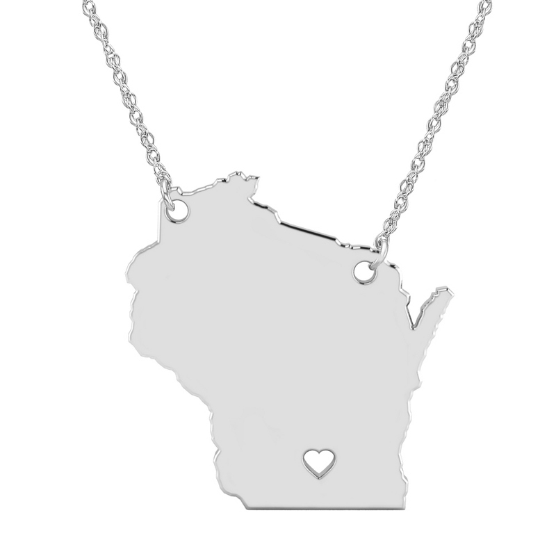 Image of Alison and Ivy Sterling Silver Wisconsin State Cutout