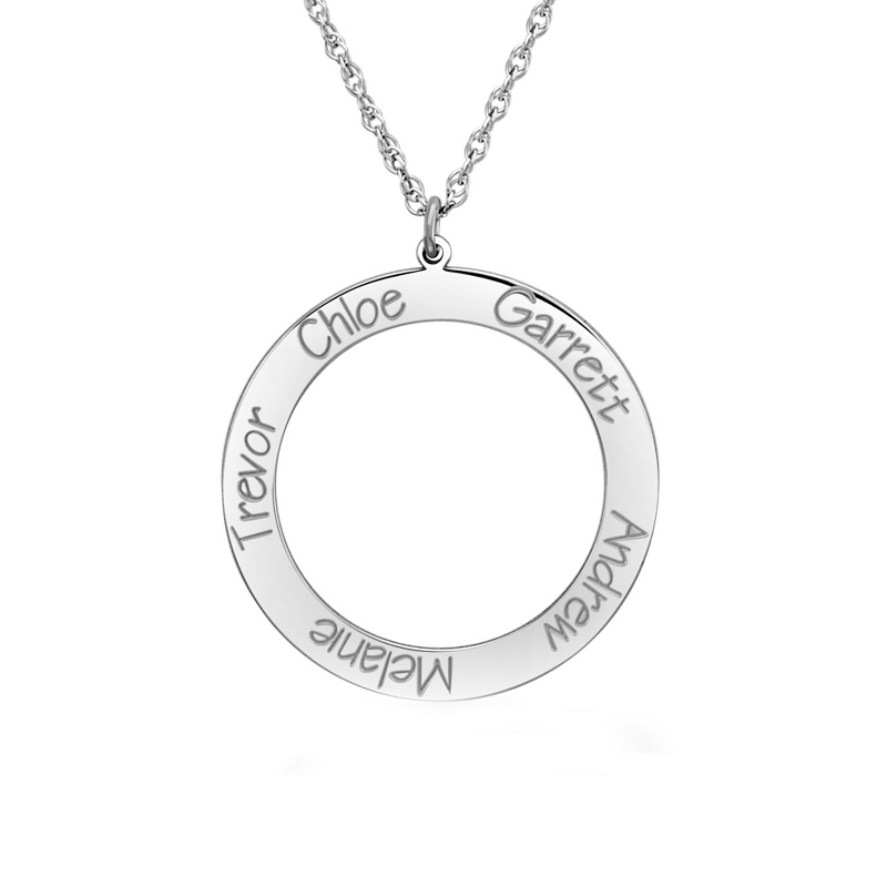 Image of Alison and Ivy Sterling Silver 28mm Family Circle 5 Names