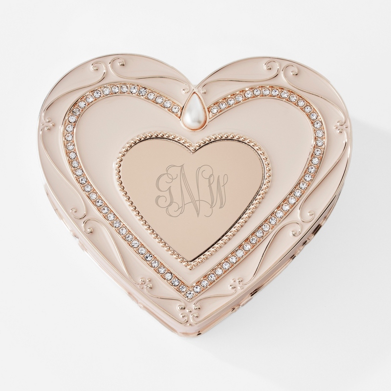 Image of Soft Gold Regal Elegance Heart Keepsake Box