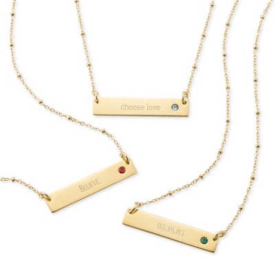 Gold Over Sterling Silver Birthstone Bar Necklace