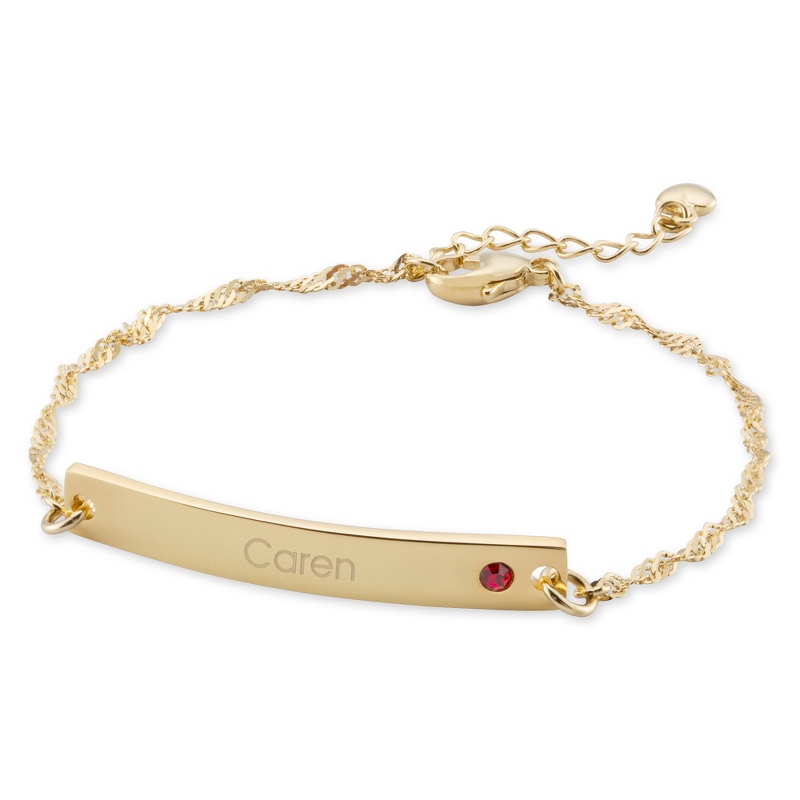 Image of Gold Over Sterling Silver January Birthstone Bar Bracelet