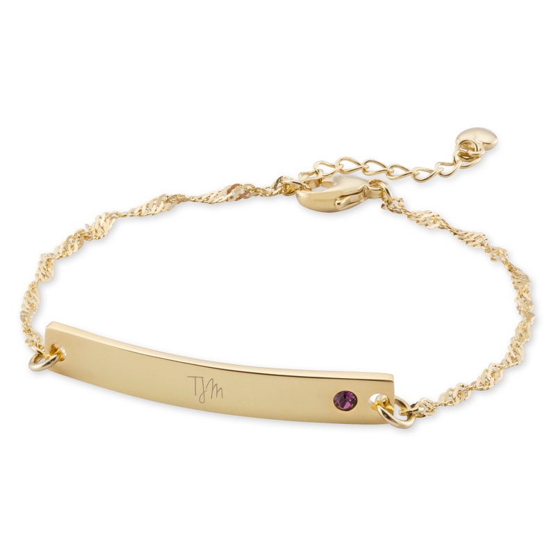 Image of Gold Over Sterling Silver February Birthstone Bar Bracelet