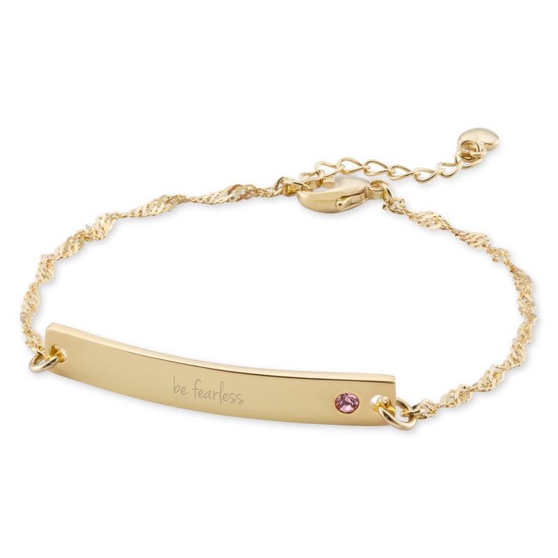 Image of Gold Over Sterling Silver October Birthstone Bar Bracelet