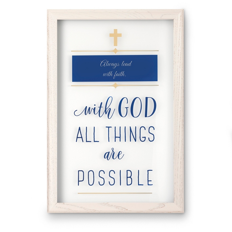 Image of With God Glass Frame Wall Plaque