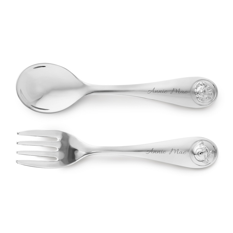 Image of Silver Safari Animal Fork and Spoon Set