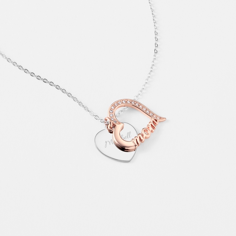 Image of Rose Gold Sterling Silver Mom Heart Necklace