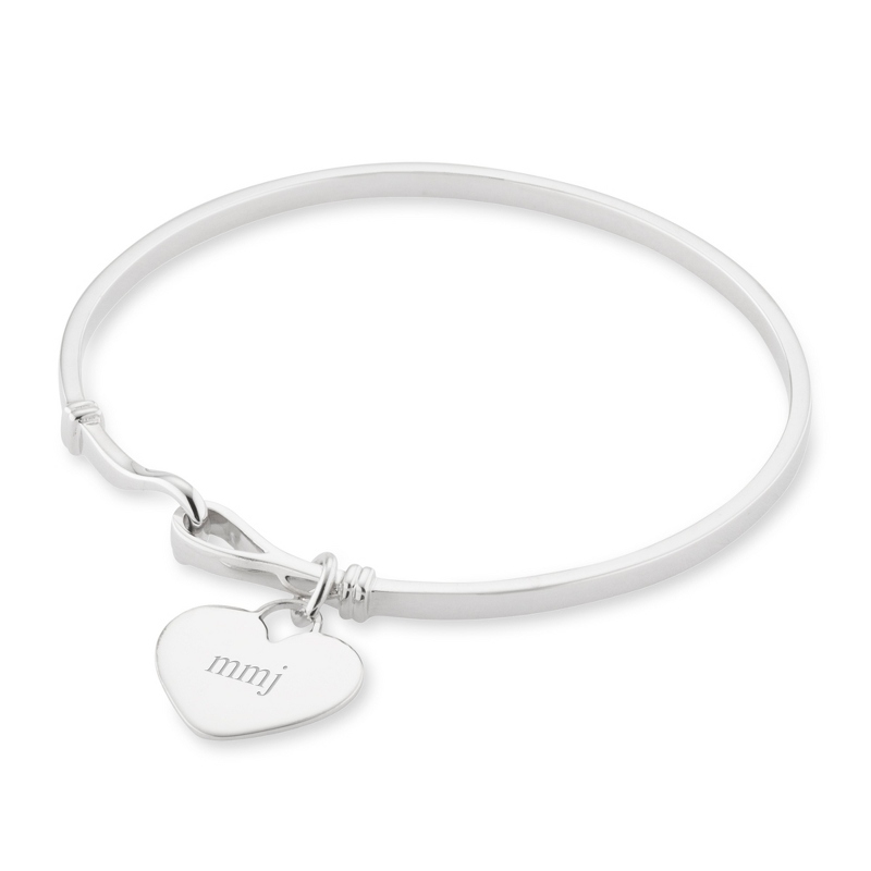 Image of Sterling Silver Heart Clasp Bangle