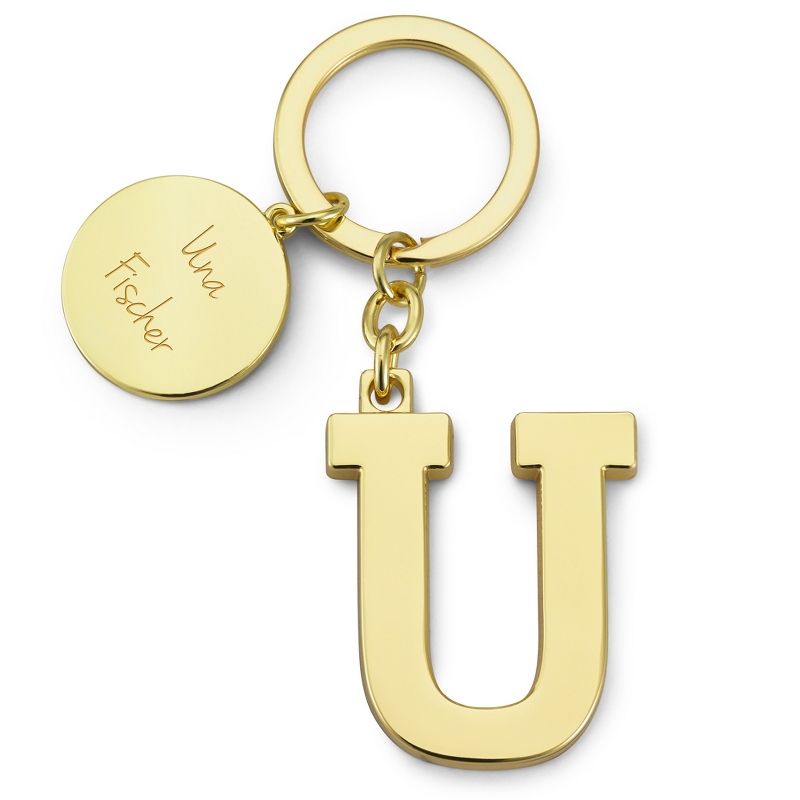 Image of Gold Initial U Key Chain