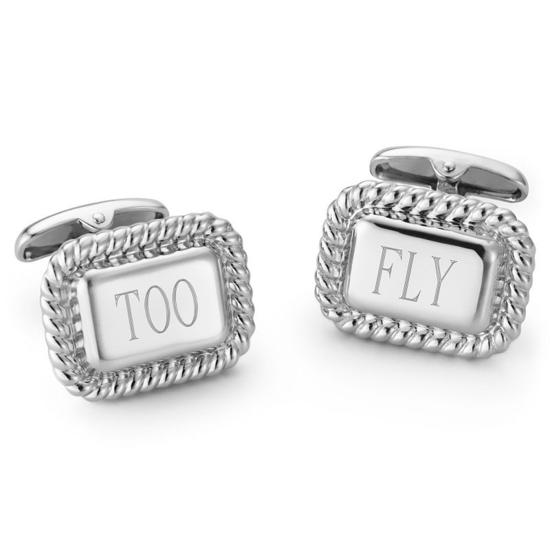 Image of Sterling Silver Rope Border Cuff Links