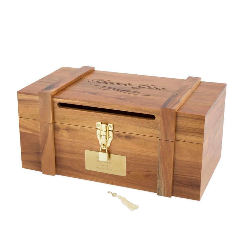 Image of Acacia Wood Thank You Card Box