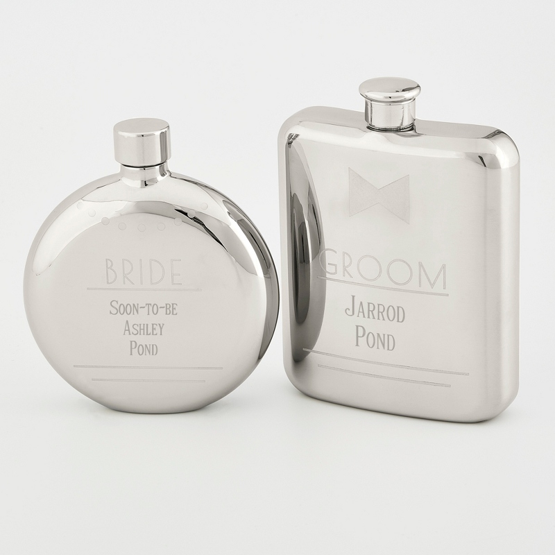 Image of Bride and Groom Flask Set