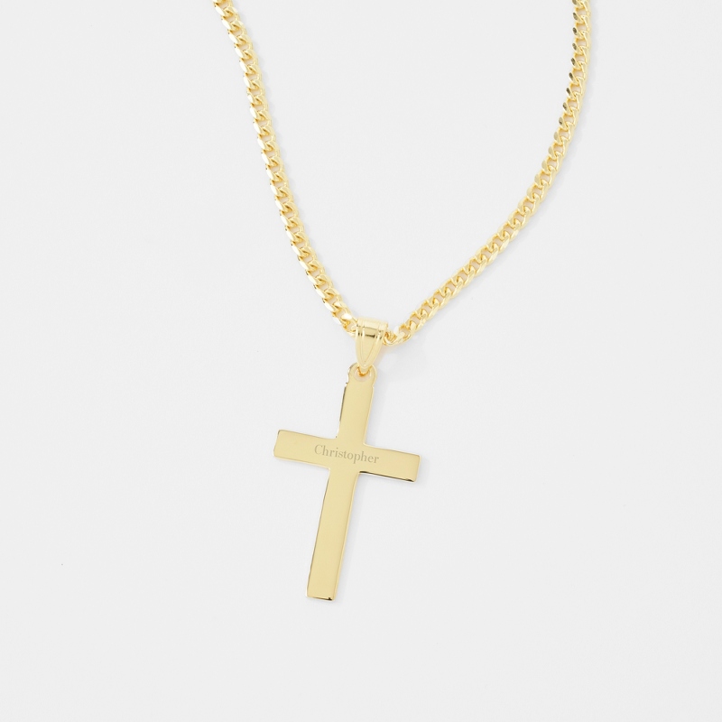 Image of Gold Sterling Silver Cross Pendant Necklace