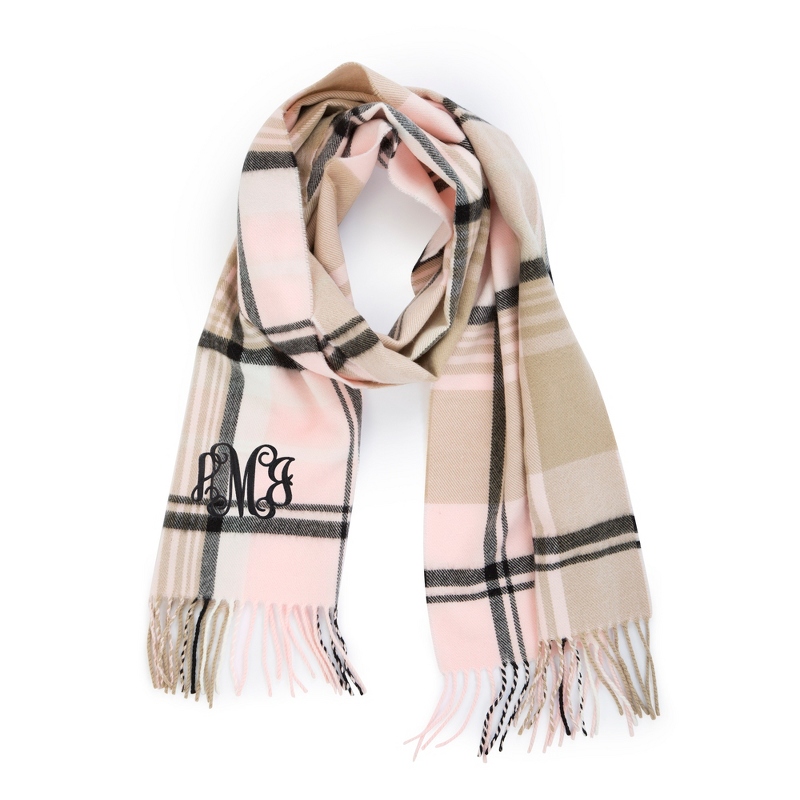 Image of SOFTER THAN CASHMERE Light Pink Plaid Scarf
